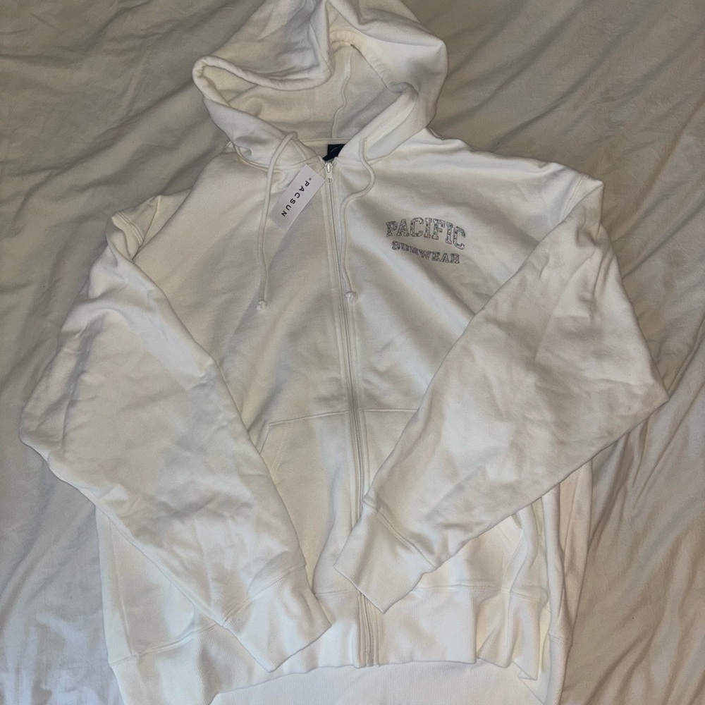 White pacsun zip up hoodie